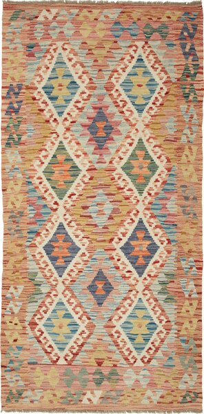 Tappeto Kilim Afghanistan Astratto Multicolore Pastello 100x208 Cm