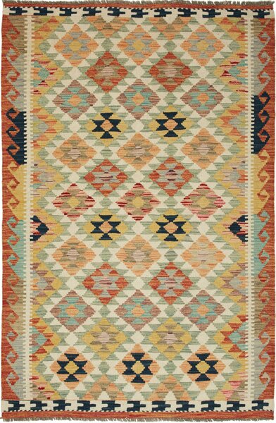 Tappeto Kilim Afghanistan Geometrico Variopinto Crema 119x177 Cm
