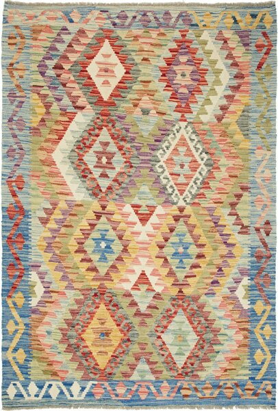 Tappeto Kilim Afghanistan Geometrico Multicolore Vivace 125x182 Cm