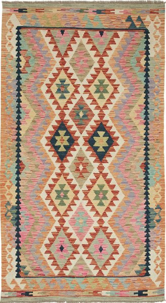 Tappeto Kilim Afghanistan Geometrico Multicolore Pastello 124x193 Cm