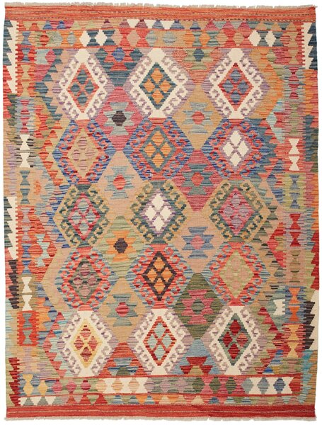 Tappeto Kilim Afghanistan Geometrico Multicolore Vivace Beige 153x195 Cm