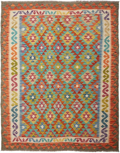Tappeto Kilim Afghanistan Geometrico Multicolore Vivace 156x198 Cm