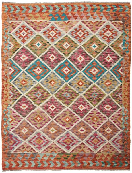Tappeto Kilim Afghanistan Geometrico Multicolore Etnico 149x194 Cm