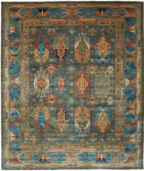 Tappeto Tribal Pakistan Astratto Petrolio Arancio 253x295 Cm