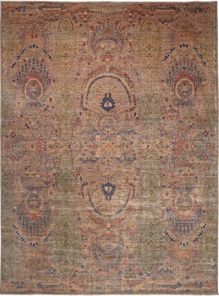Tappeto Shahi Fine Pakistan Floreale Verde Beige 297x408 Cm
