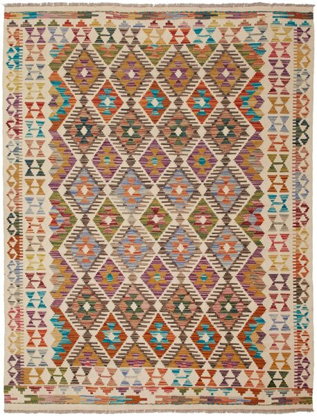 Tappeto Kilim Afghanistan Geometrico Crema Multicolore 150x196 Cm