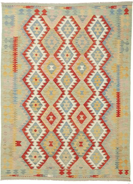 Tappeto Kilim Afghanistan Geometrico Azzurro Rosso 149x201 Cm