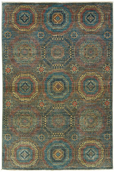 Tappeto Mamlouk Pakistan Astratto Petrolio Rosso 121x186 Cm