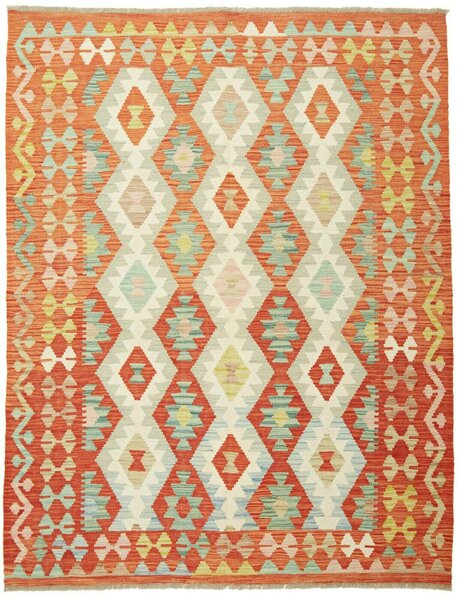 Tappeto Kilim Afghanistan Geometrico Terracotta Azzurro 152x198 Cm