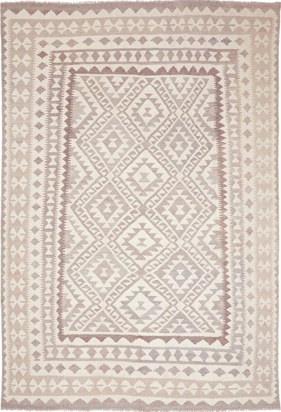 Tappeto Kilim Afghanistan Geometrico Beige Marrone Chiaro 198x296 Cm