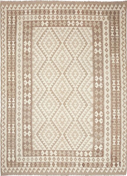 Tappeto Kilim Afghanistan Geometrico Beige Marrone 210x290 Cm