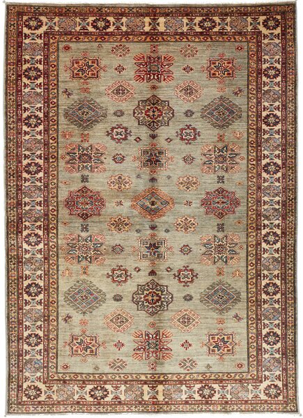Tappeto Kazak Fine Pakistan Astratto Verde Salvia Bordeaux 172x240 Cm