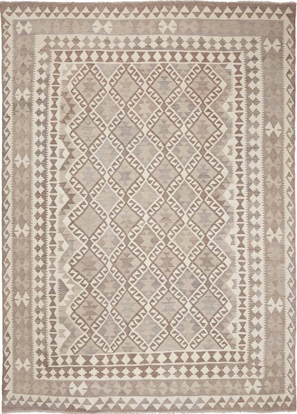 Tappeto Kilim Afghanistan Geometrico Beige Marrone 209x293 Cm