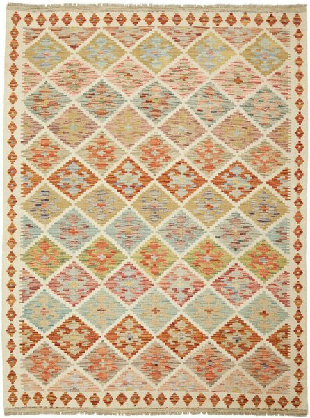 Tappeto Kilim Afghanistan Geometrico Multicolore Beige 150x198 Cm