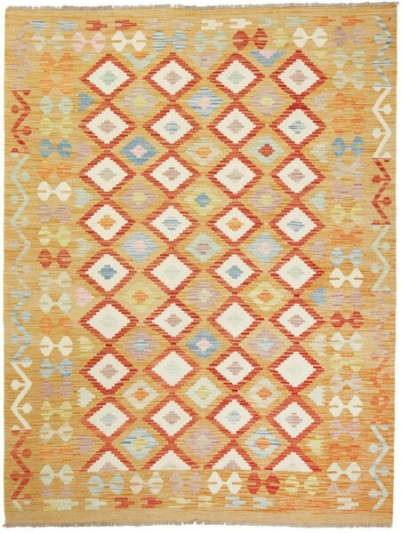 Tappeto Kilim Afghanistan Geometrico Ocra Terracotta 150x199 Cm