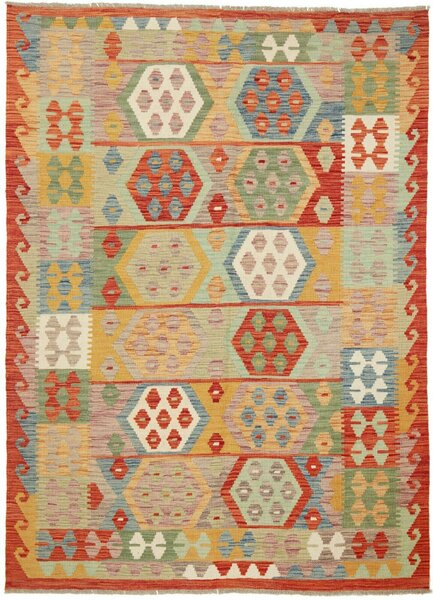 Tappeto Kilim Afghanistan Geometrico Multicolore Vivace 148x201 Cm