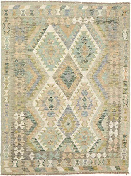 Tappeto Kilim Afghanistan Geometrico Beige Verde 149x199 Cm