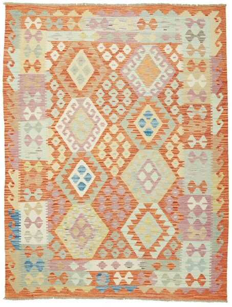 Tappeto Kilim Afghanistan Geometrico Arancio Pastello 153x202 Cm