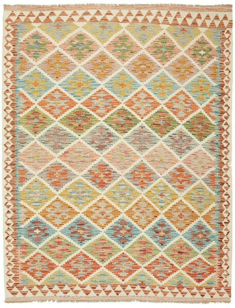 Tappeto Kilim Afghanistan Geometrico Beige Arancione 153x199 Cm