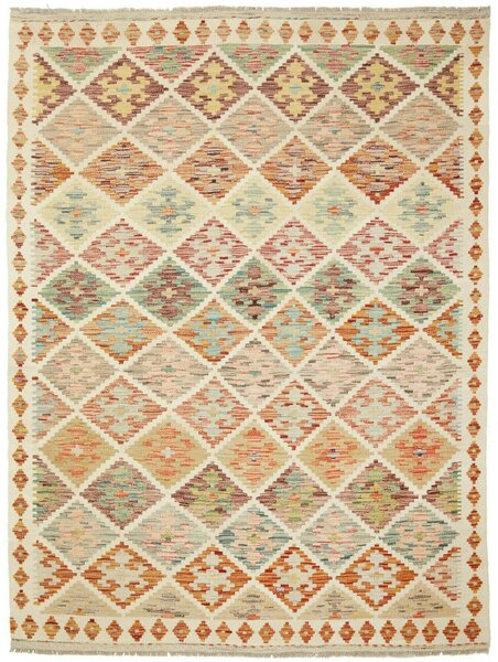 Tappeto Kilim Afghanistan Geometrico Multicolore Pastello Crema 148x196 Cm
