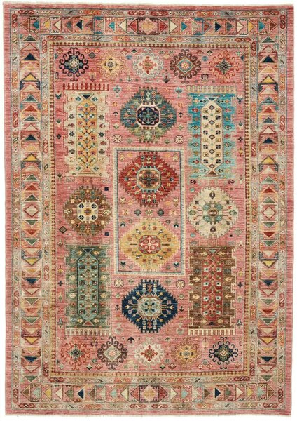 Tappeto Tribal Pakistan Geometrico Rosa Policromo 171x242 Cm