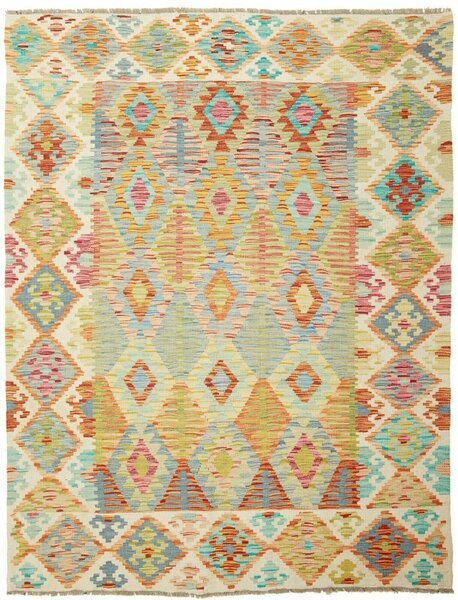Tappeto Kilim Afghanistan Astratto Multicolore Pastello Crema 160x207 Cm