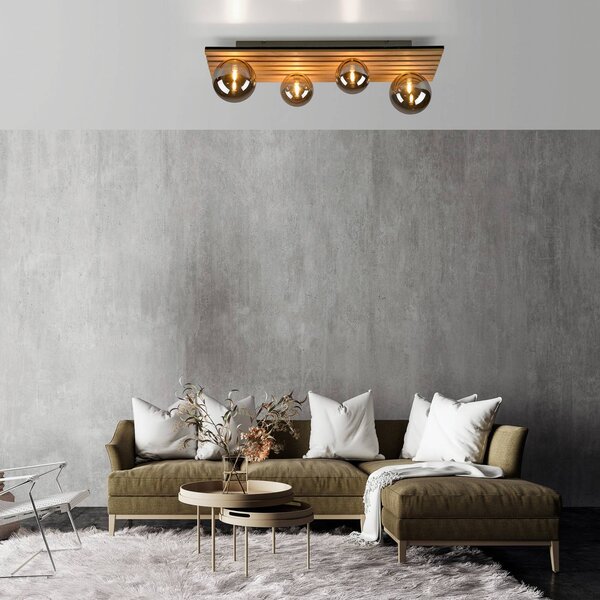 JUST LIGHT. GmbH Plafoniera soffitto Green Stika, dimmerabile, Legno chiaro, Soggiorno / Sala da pranzo, Legno, Plafoniera