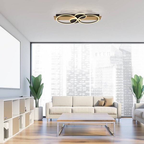 JUST LIGHT. GmbH Plafoniera soffitto Trooper, Legno chiaro, Soggiorno / Sala da pranzo, Legno, Moderno, Plafoniera
