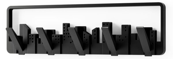 Appendiabiti da parete in plastica nera Skyline - Umbra