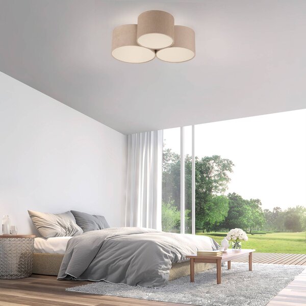 JUST LIGHT. GmbH Plafoniera soffitto Green Duro, dimmerabile, Crema / Ambra, Soggiorno / Sala da pranzo, Tessuto / Stoffa / Seta, Plafoniera