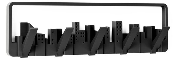 Appendiabiti da parete in plastica nera Skyline - Umbra