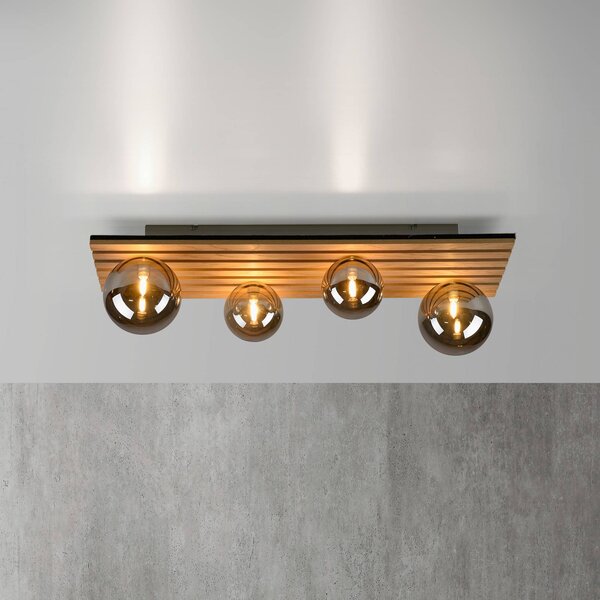 JUST LIGHT. GmbH Plafoniera soffitto Green Stika, dimmerabile, Legno chiaro, Soggiorno / Sala da pranzo, Legno, Plafoniera