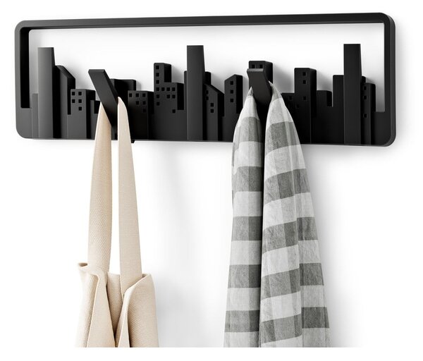 Appendiabiti da parete in plastica nera Skyline - Umbra