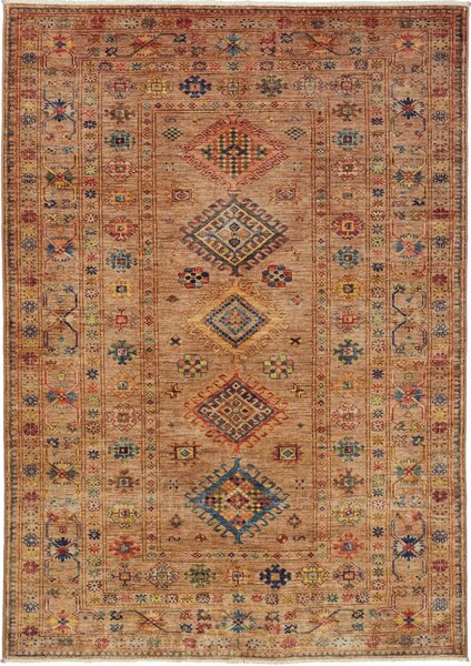 Tappeto Kazak Fine Pakistan Astratto Marrone Policromo 149x211 Cm