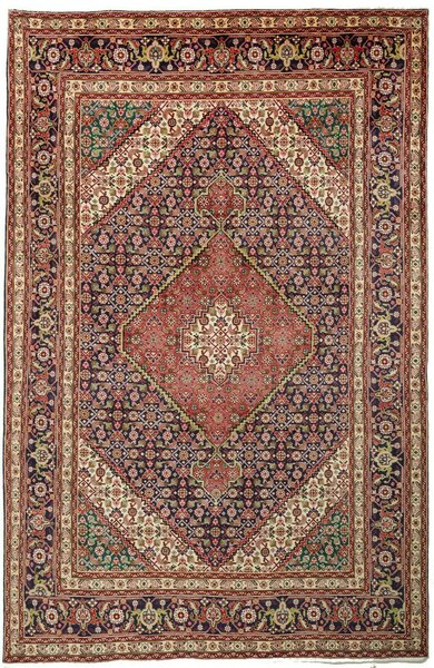 Tappeto Tabriz Persia Medaglione Rosso Blu Scuro 200x303 Cm