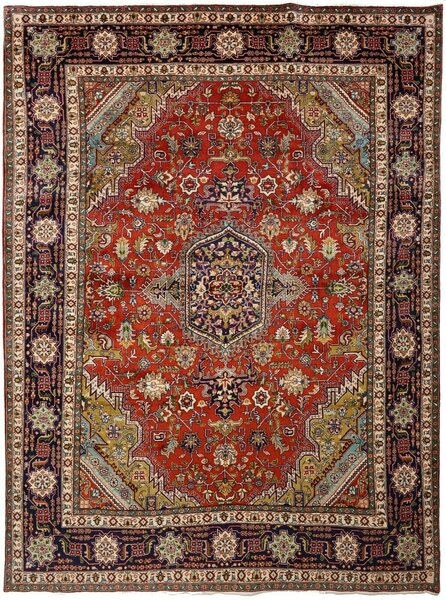 Tappeto Tabriz Persia Medaglione Rosso Blu 250x340 Cm