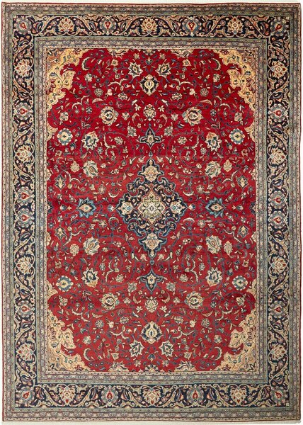 Tappeto Sarough Persia Medaglione Rosso Blu 250x350 Cm