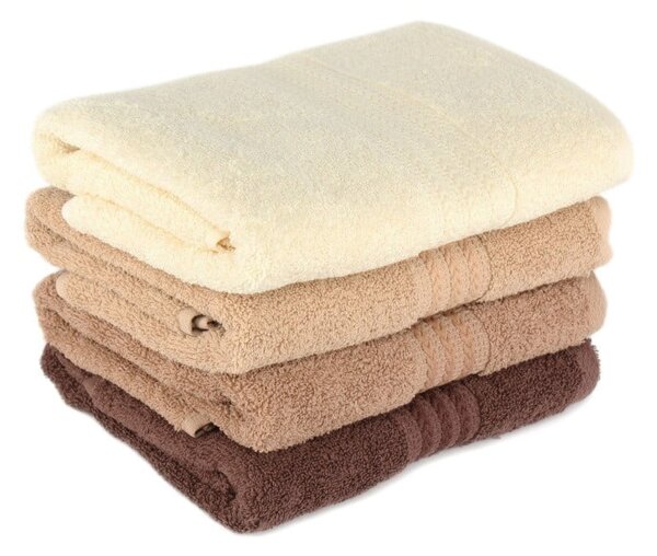 Set di 4 asciugamani in cotone marrone Home, 50 x 90 cm Rainbow - Foutastic