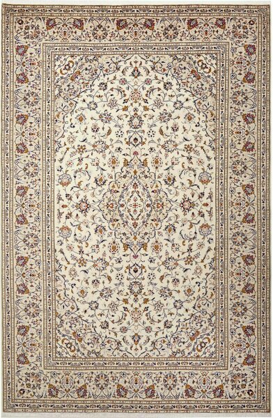 Tappeto Kashan Persia Medaglione Crema Rosso 202x305 Cm