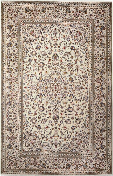 Tappeto Kashan Persia Medaglione Avorio Blu 195x305 Cm