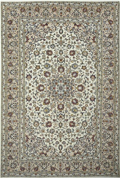 Tappeto Kashan Persia Medaglione Avorio Beige 202x298 Cm