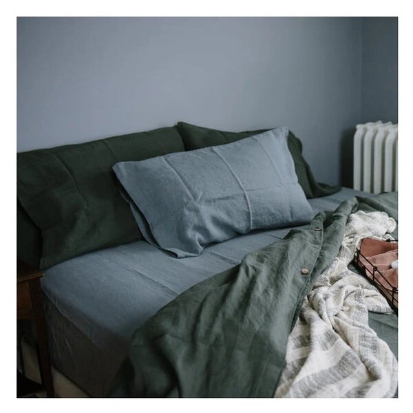 Lenzuolo di lino blu 200x160 cm Blue Fog - Linen Tales