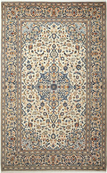 Tappeto Kashan Persia Medaglione Crema Blu 200x315 Cm