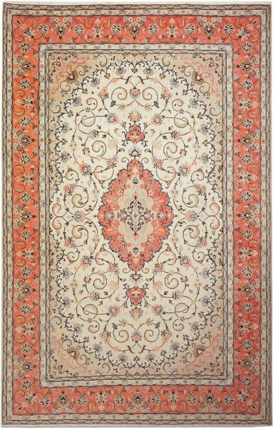 Tappeto Kashan Persia Medaglione Crema Corallo 192x300 Cm