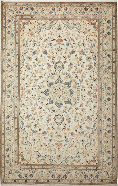 Tappeto Kashan Persia Medaglione Crema Azzurro 200x312 Cm