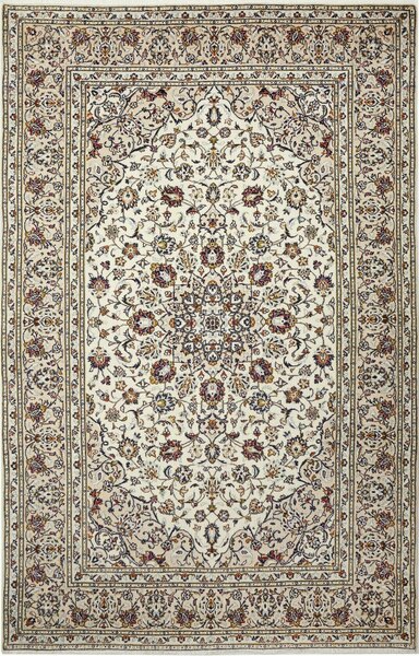 Tappeto Kashan Persia Medaglione Crema Rosso 190x300 Cm