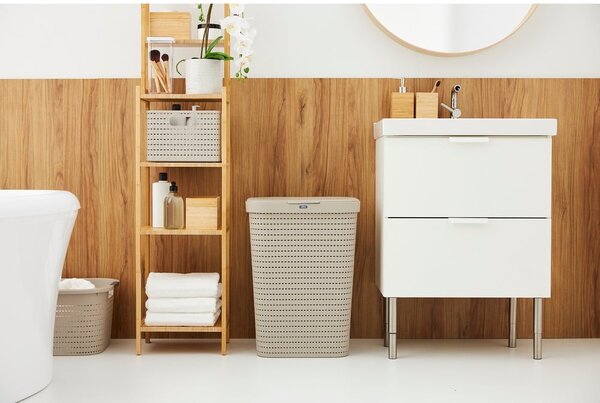 Cesto portabiancheria in plastica beige 55 l Country - Rotho
