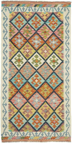 Tappeto Kilim Afghanistan Astratto Policromo Vivace 99x200 Cm