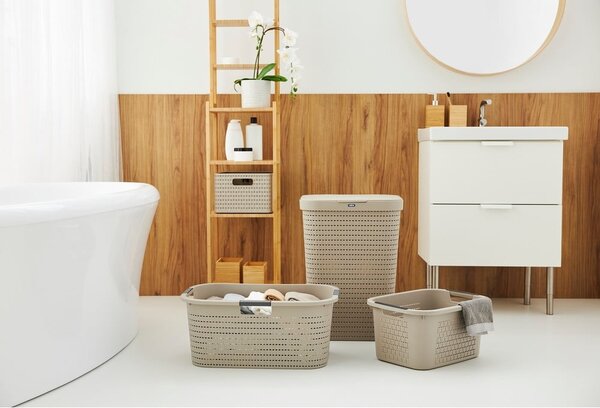 Cesta Portabiancheria Da Bagno Belli E FORTI - 55 Litri, Tortora, Polipropilene - 37x39,5x53,5 Cm - Foto 3