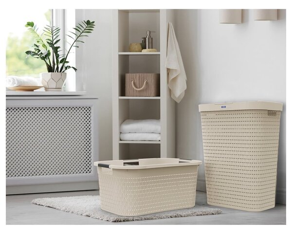 Cesto portabiancheria in plastica beige 55 l Country - Rotho